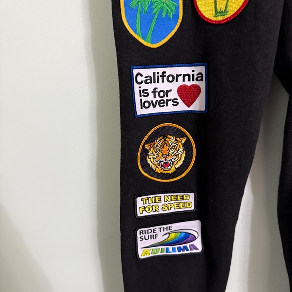 NWT Aviator Nation Vintage Patch Black Sweatpants X-Small - Picture 7 of 9